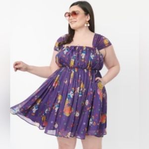 Rainbow Brite x unique vintage, rainbow night print baby doll dress